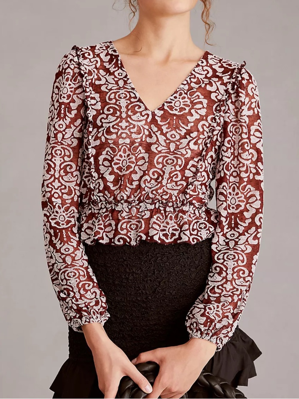 By Anthropologie Jacquard Peasant Blouse